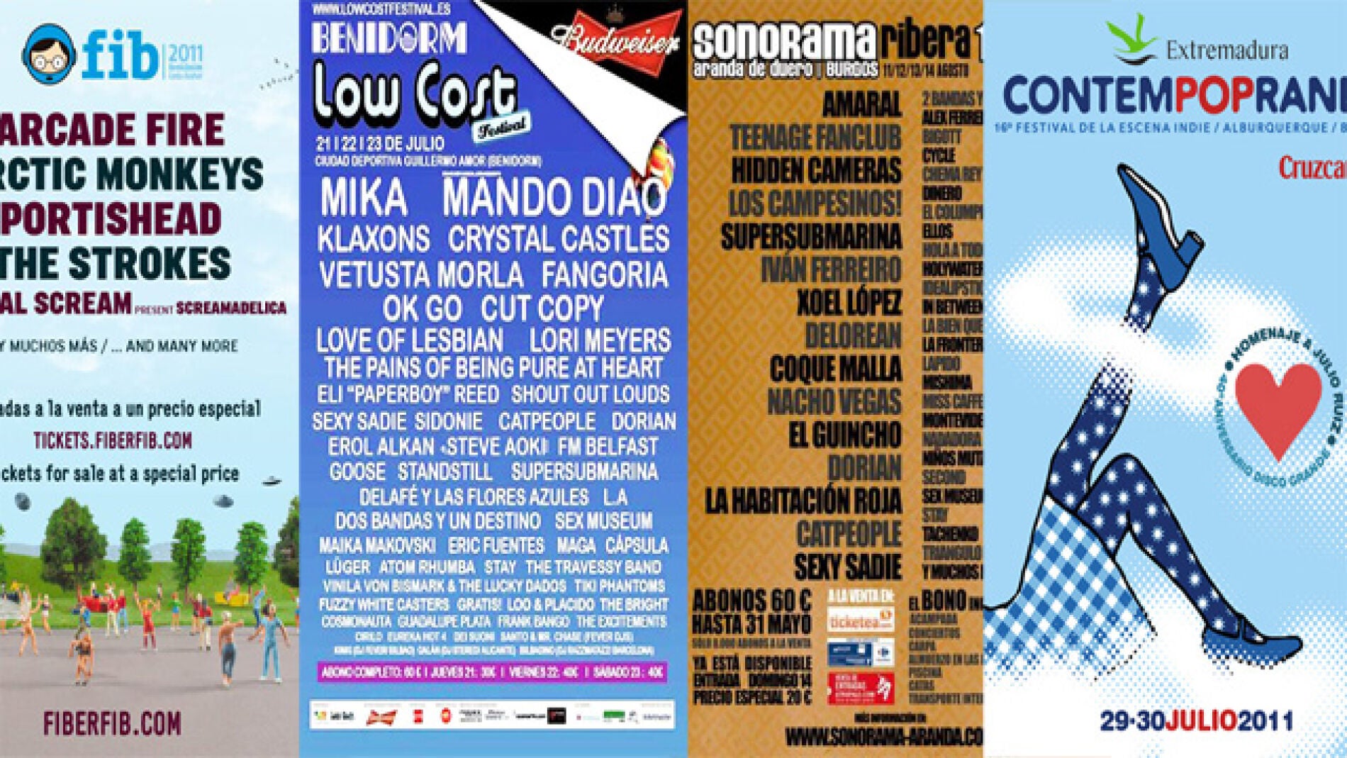 Carteles promocionales de algunos de los festivales que no te puedes perder este verano.