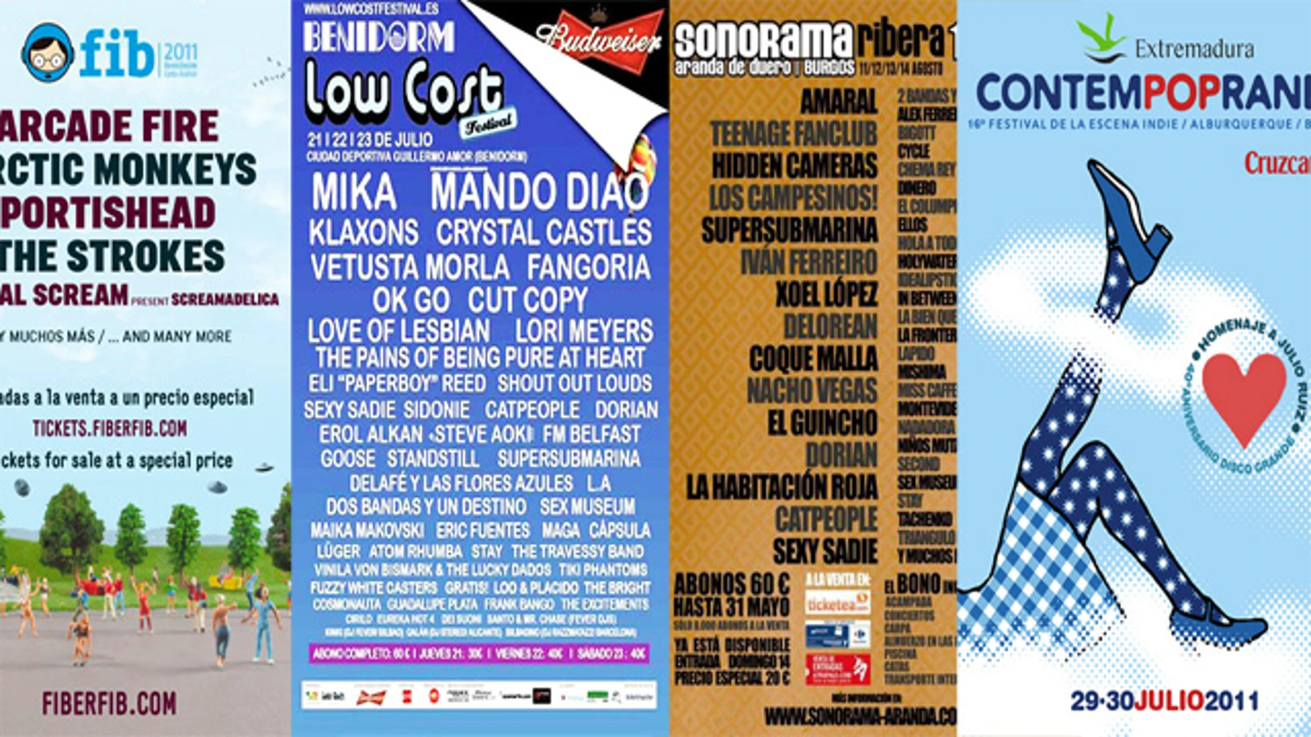 Carteles promocionales de algunos de los festivales que no te puedes perder este verano. Carteles promocionales de algunos de los festivales que no te puedes perder este verano.