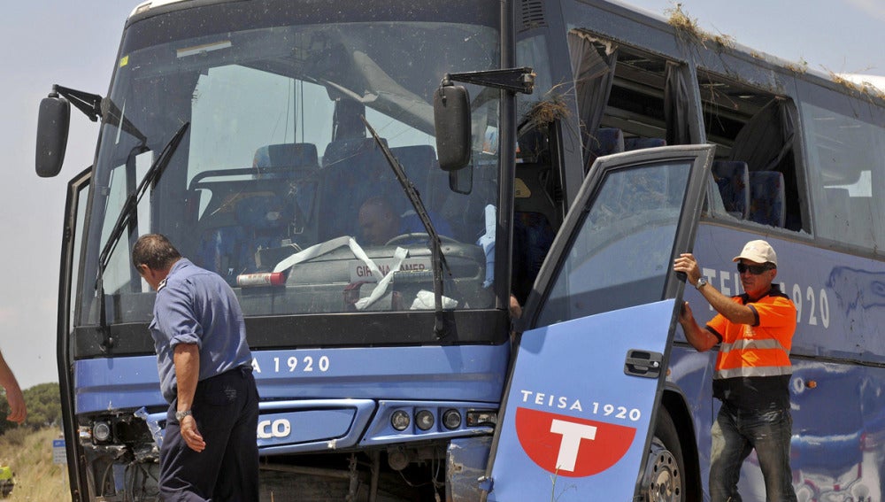 Autobús accidentado en Girona