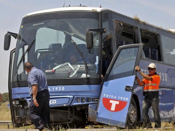 Autobús accidentado en Girona