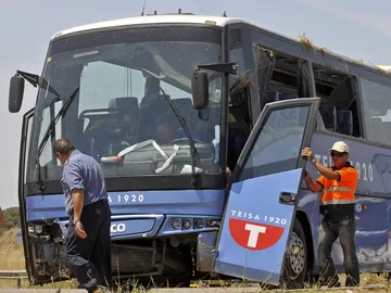 Autobús accidentado en Girona Autobús accidentado en Girona