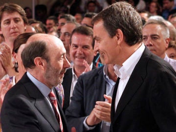 José Luís Rodríguez Zapatero junto al candidato a la presidencia Alfredo Pérez Rubalcaba. 