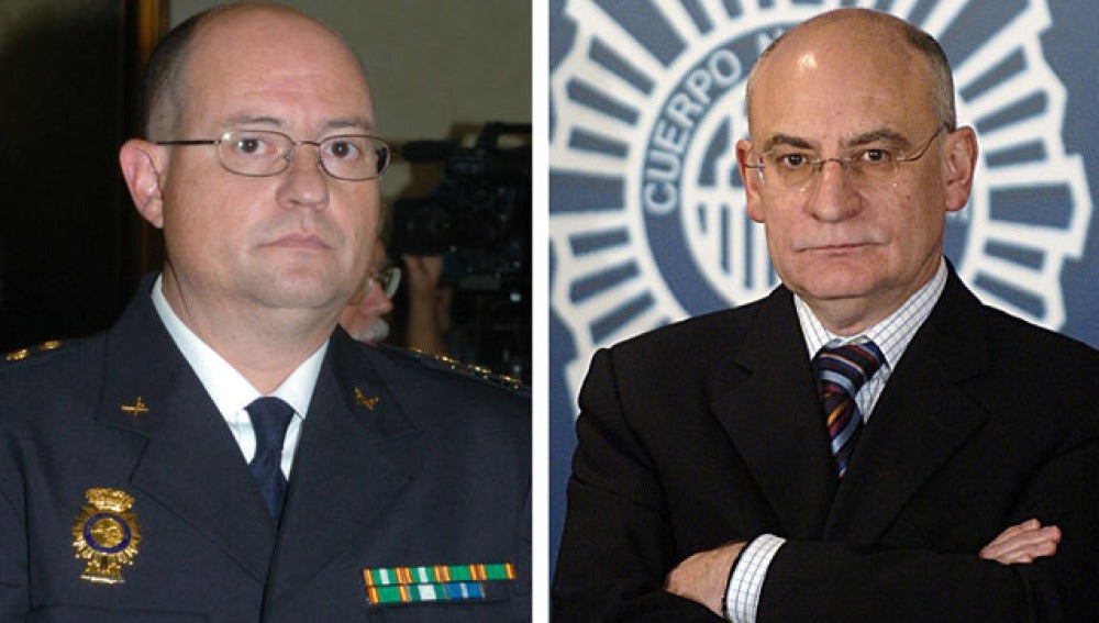 El jefe superior de Policía del País Vasco, Enrique Pamiés (i) y el exdirector general de la Policía, García Hidalgo 
