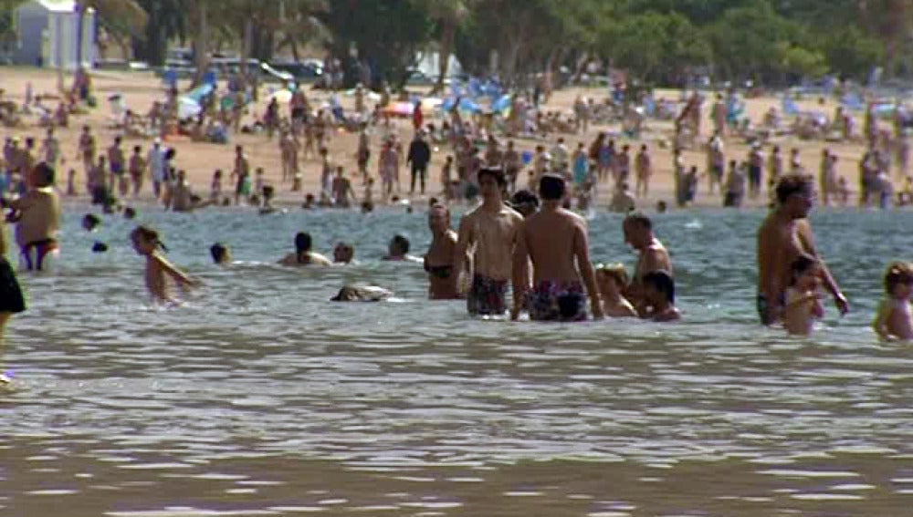 Bañistas disfrutan del agua en verano