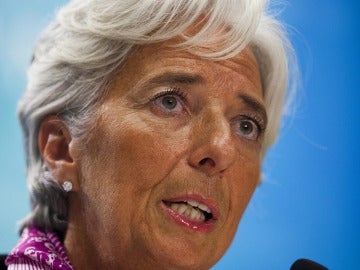Christine Lagarde, directora del FMI, en una comparecencia pública.