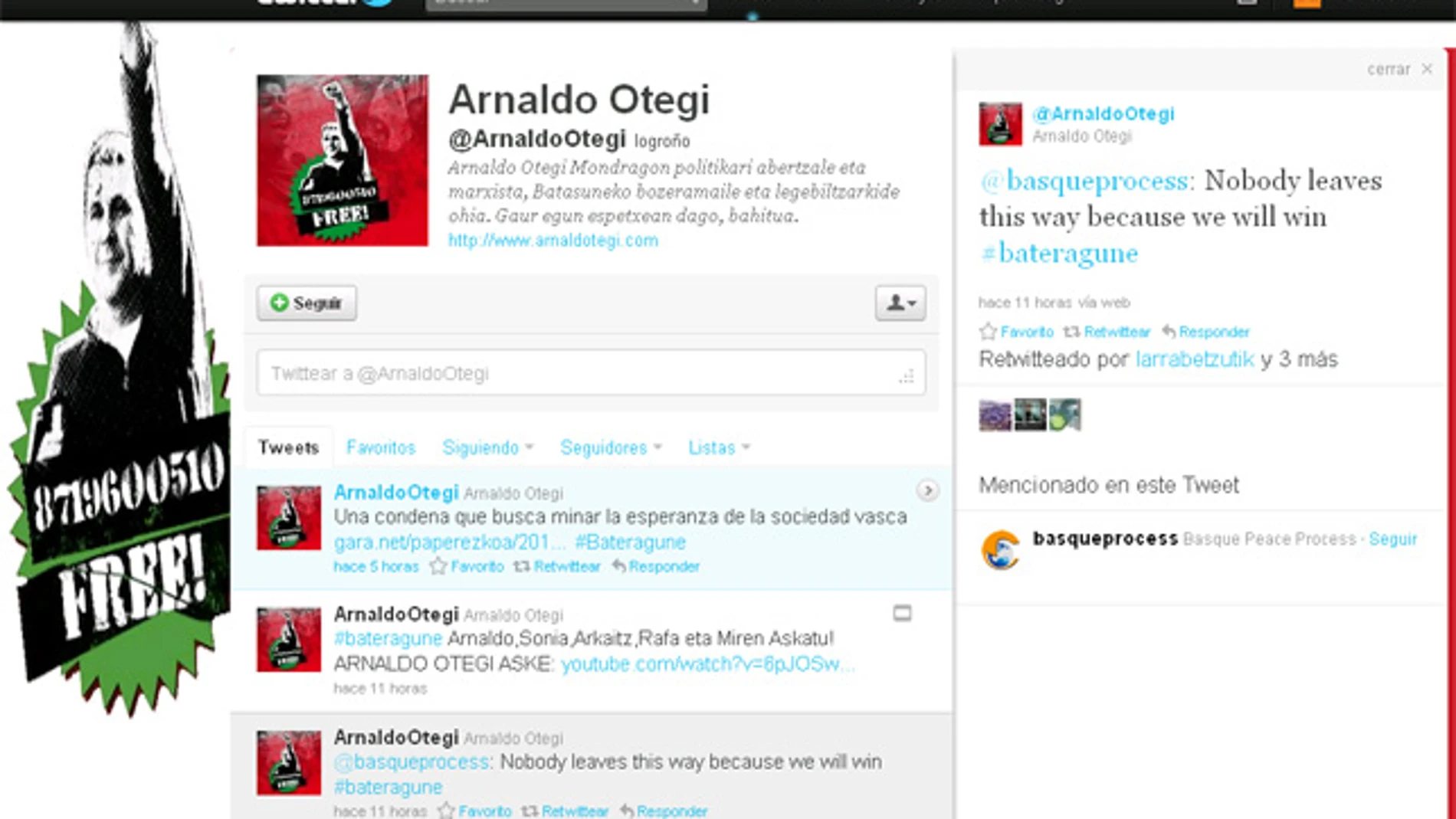 El Twitter de Arnaldo Otegi El Twitter de Arnaldo Otegi