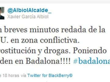 El alcalde de Badalona anticipa en Twitter una redada policial