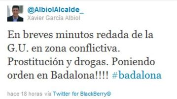 El alcalde de Badalona anticipa en Twitter una redada policial
