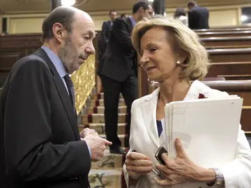 Elena Salgado junto a Alfredo Pérez Rubalcaba Elena Salgado junto a Alfredo Pérez Rubalcaba