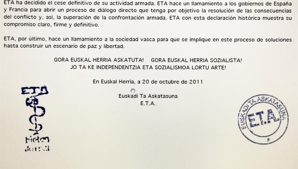Comunicado de ETA