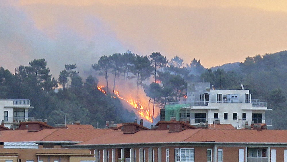 Vista del incendio ocurrido en la zona de Mendiola del monte Ulía de San Sebastián