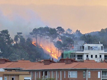 Vista del incendio ocurrido en la zona de Mendiola del monte Ulía de San Sebastián