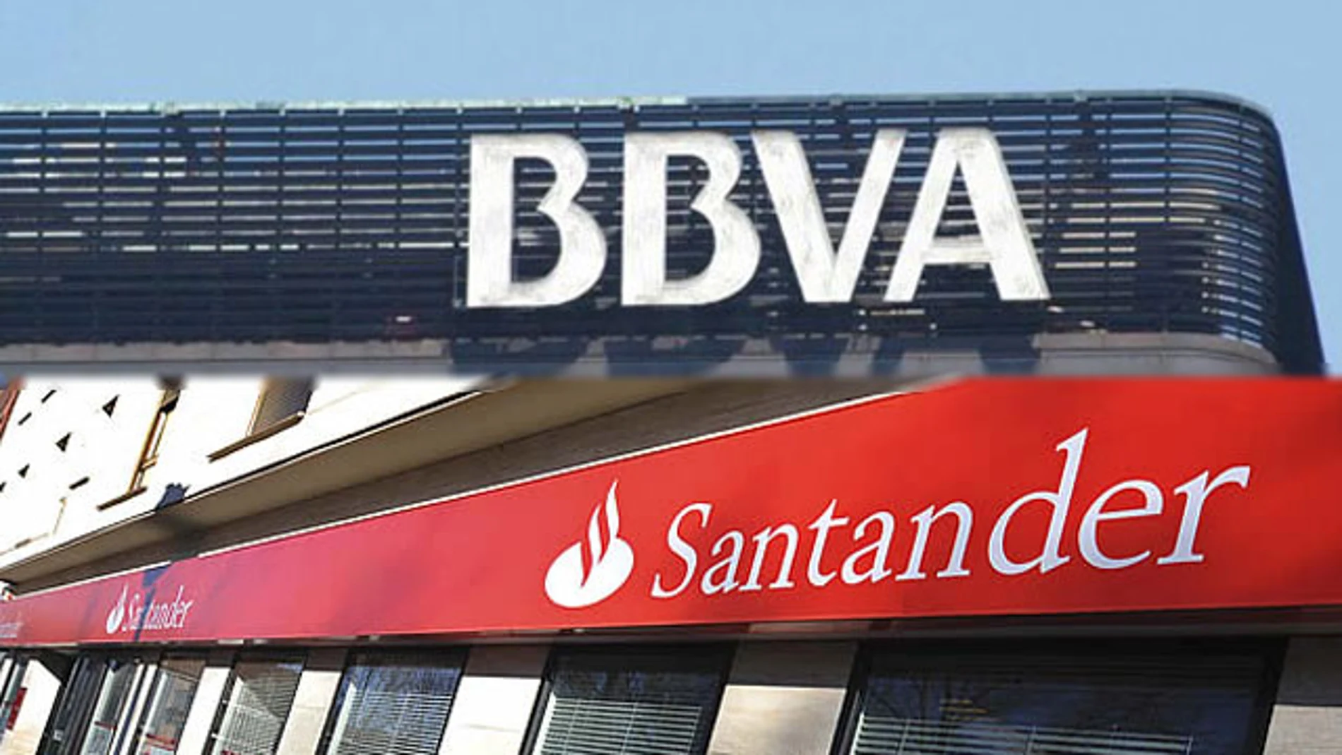 Fachadas del BBVA y Banco Santander Fachadas del BBVA y Banco Santander