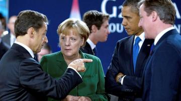 Merkel, Sarkozy, Cameron y Obama en Cannes
