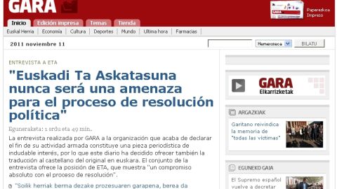 Web del diario Gara