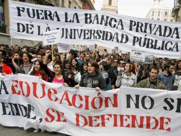 Manifestación de estudiantes universitarios contra los recortes