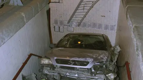 Un coche accidentado en Palencia Un coche accidentado en Palencia