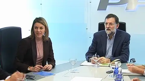 Rajoy reunido con su comité. Rajoy reunido con su comité.