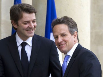 Francois Baroin junto al secretario del Tesoro de EEUU, Timothy Geithner