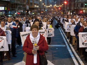 Momento de la marcha a favor de los presos de ETA