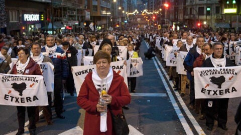 Momento de la marcha a favor de los presos de ETA