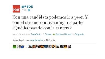Un 'hacker' ataca la cuenta del PSOE en twitter con críticas a los candidatos 