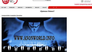 Imágen de 'Anonymous' en la web de UGT