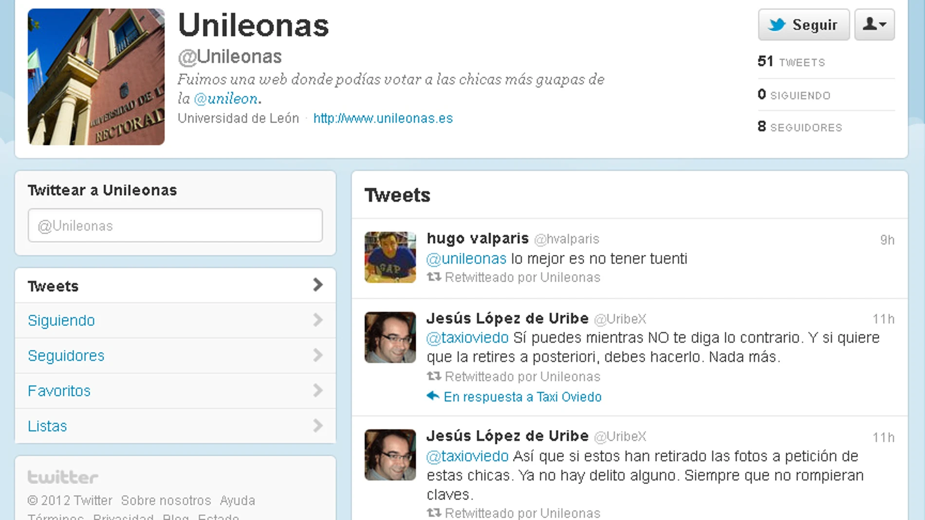 Portada de twitter de unileonas Portada de twitter de unileonas