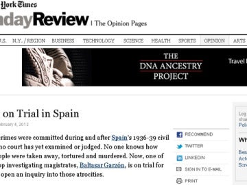 Editorial del New York Times "La verdad, a juicio en España"