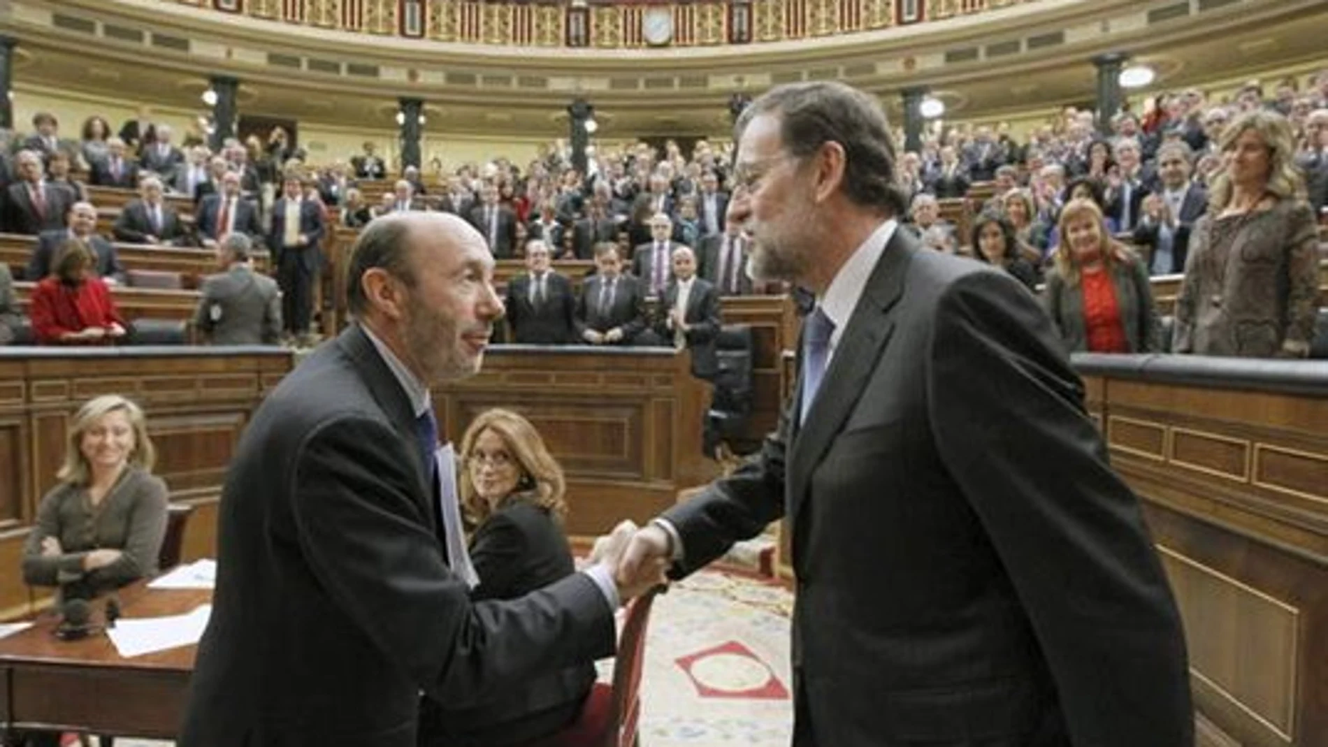 Rubalcaba y Rajoy tras el debate de investidura Rubalcaba y Rajoy tras el debate de investidura