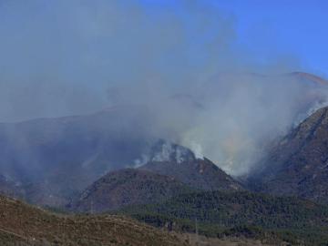 Vista del incendio de Castanesa