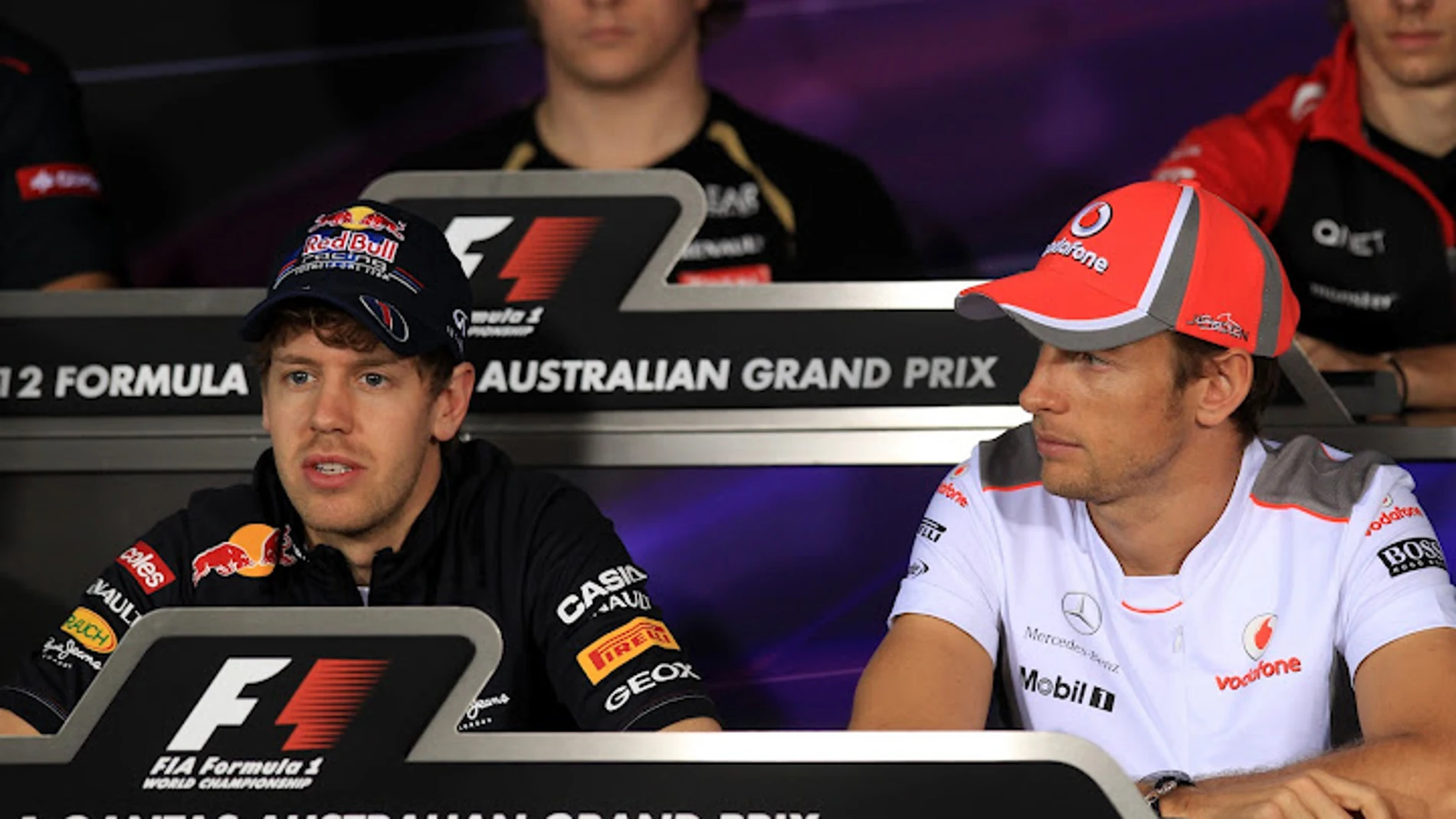 Vettel y Button en rueda de prensa