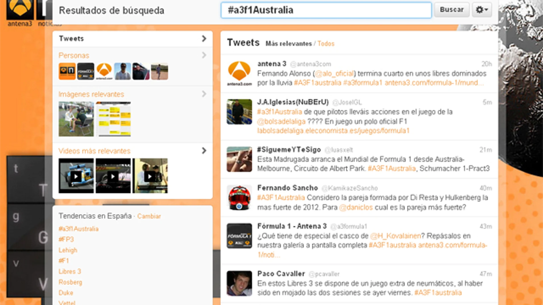 El hashtag #A3F1australia ha vuelto a ser por segundo día consecutivo la tendencia en España