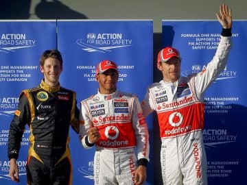 Grosjean, Hamilton y Button