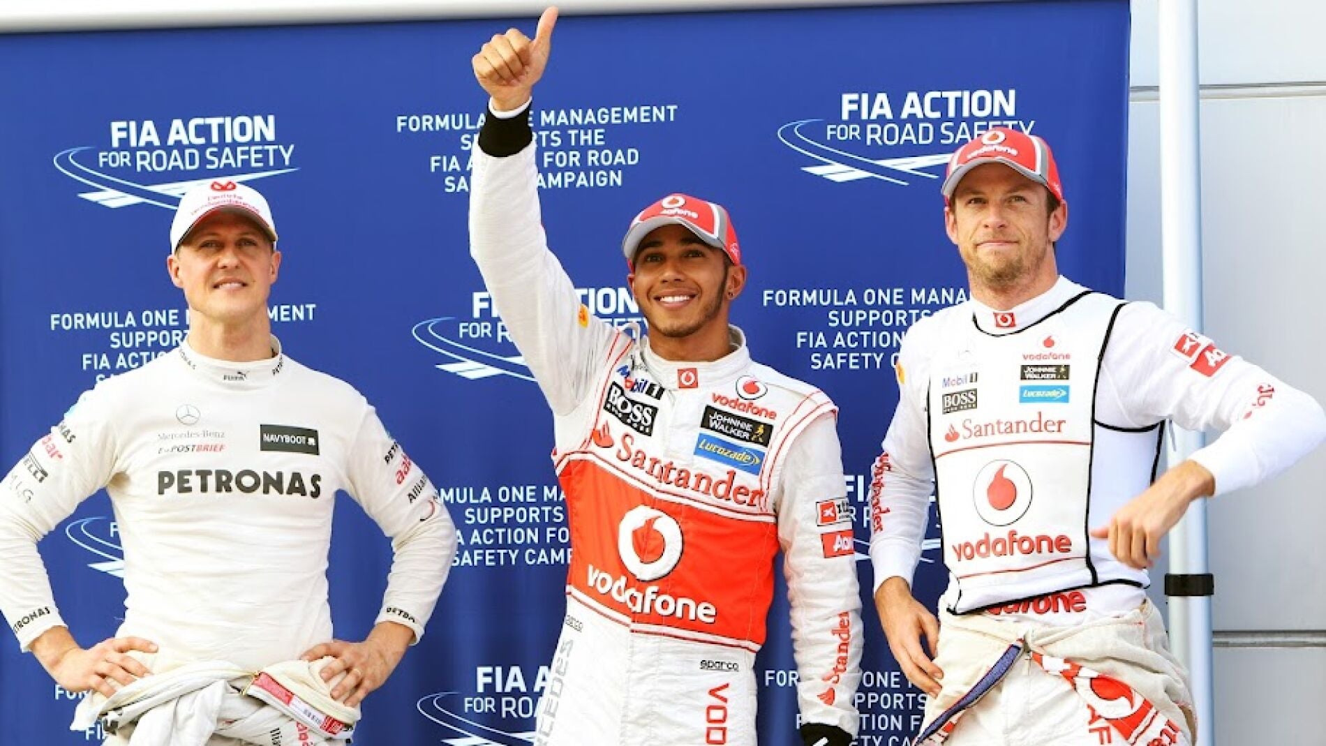 Los tres primeros clasificados en Sepang