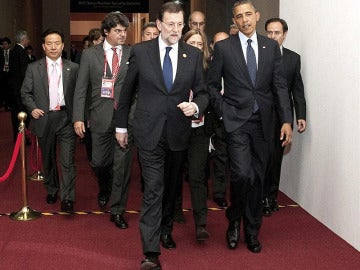 Obama junto a Mariano Rajoy en Seúl