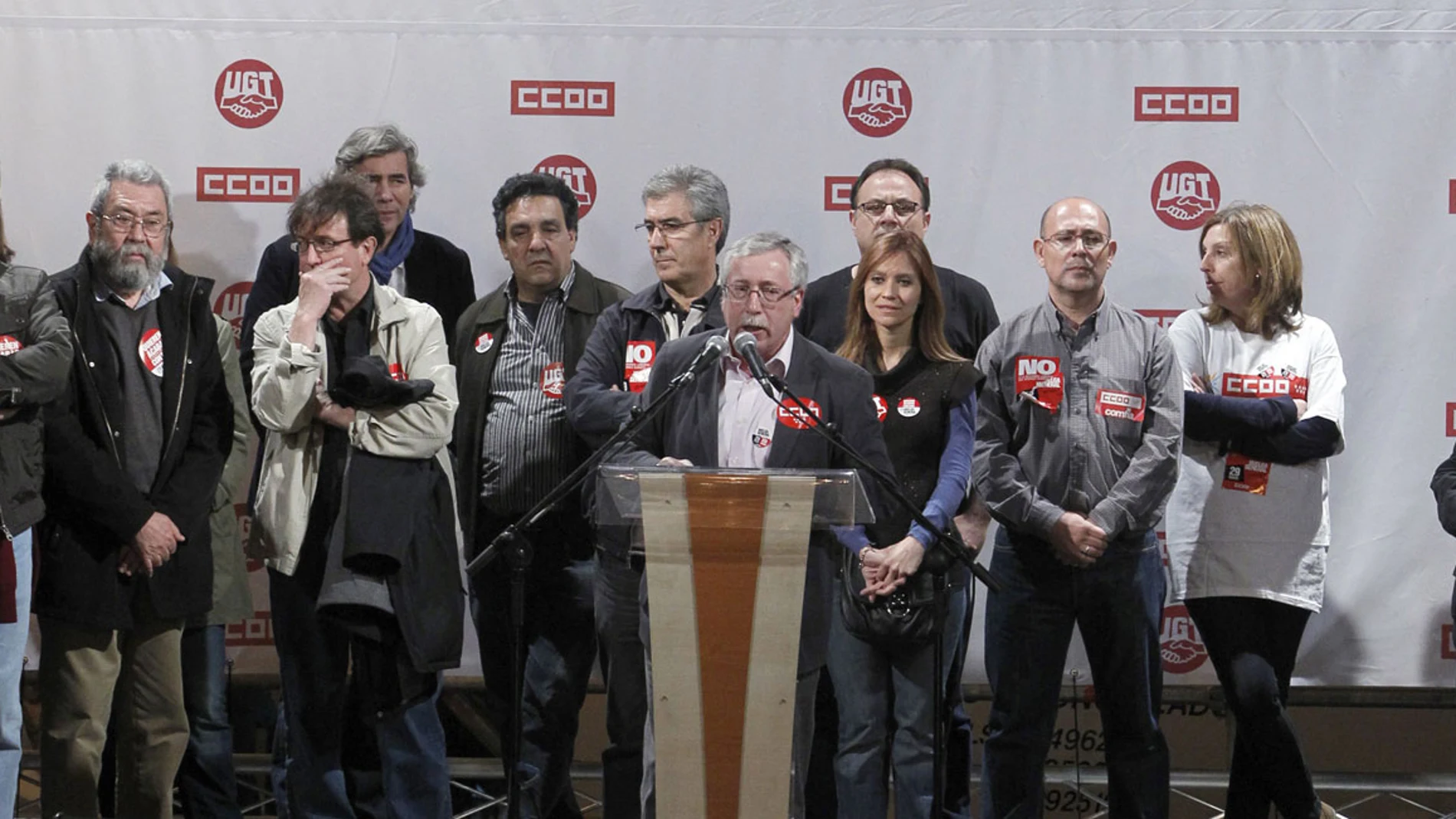 El secretario general de CCOO, Ignacio Fernández Toxo se dirige a los asistentes al acto El secretario general de CCOO, Ignacio Fernández Toxo se dirige a los asistentes al acto