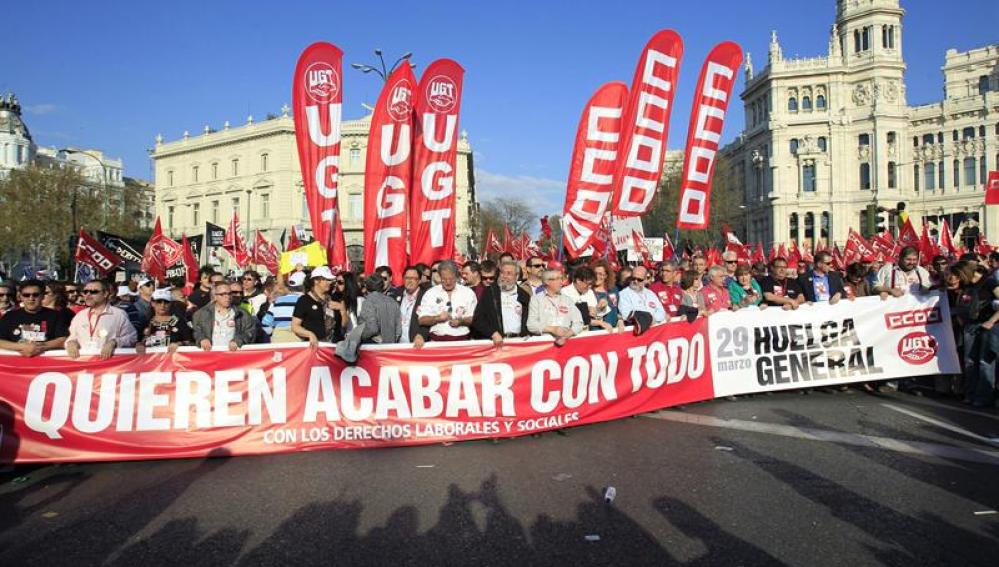 Cabecera de la manifestación en Madrid