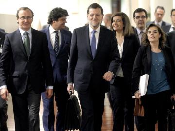 Mariano Rajoy junto a miembros de su Gobierno