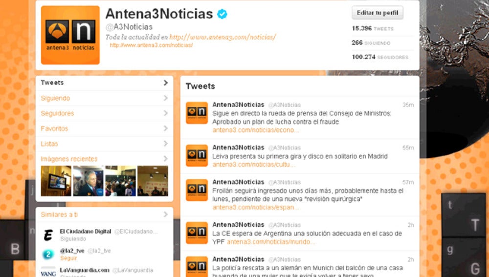 Twitter de Antena 3 Noticias