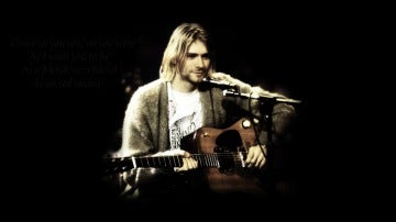 Kurt Cobain con su guitarra