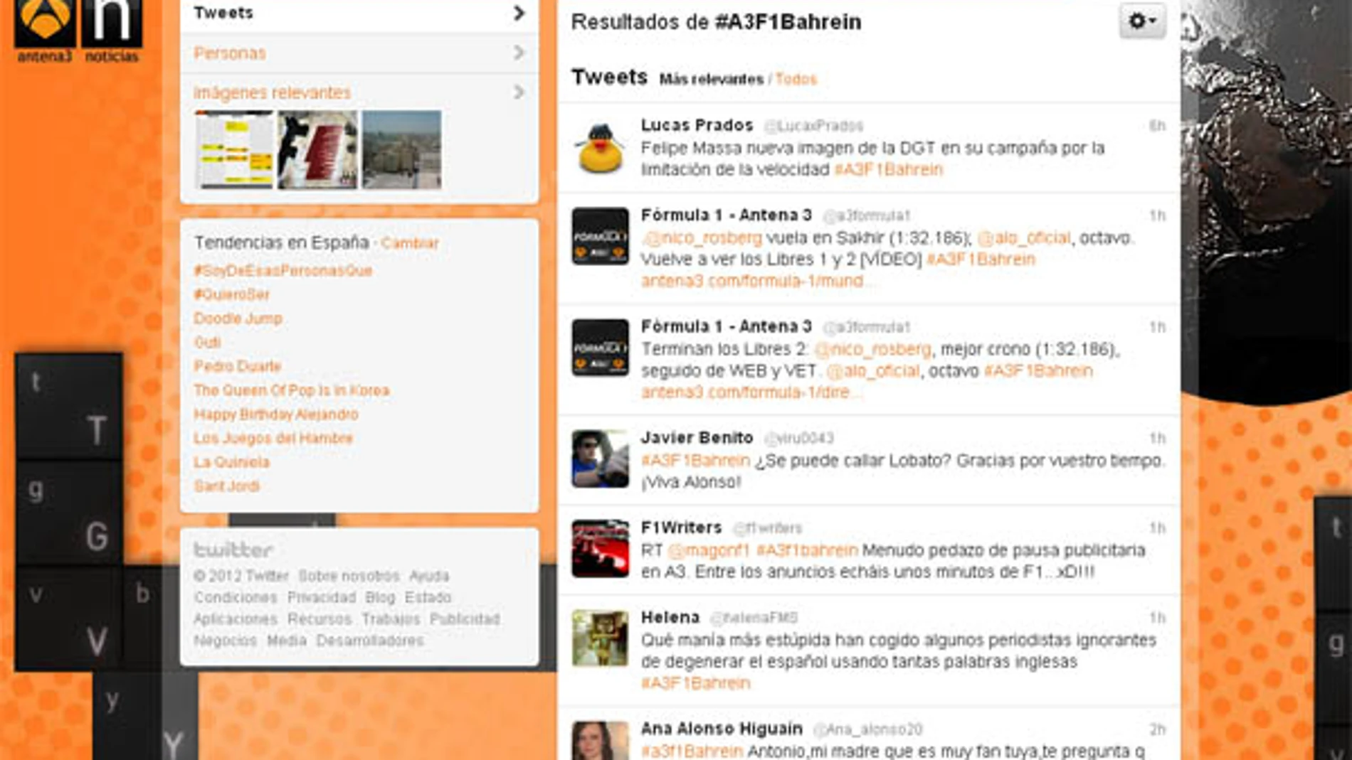 Seguimiento de los entrenamientos libres en Twitter.