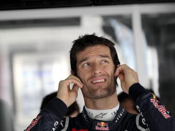 Webber en el box de Red Bull
