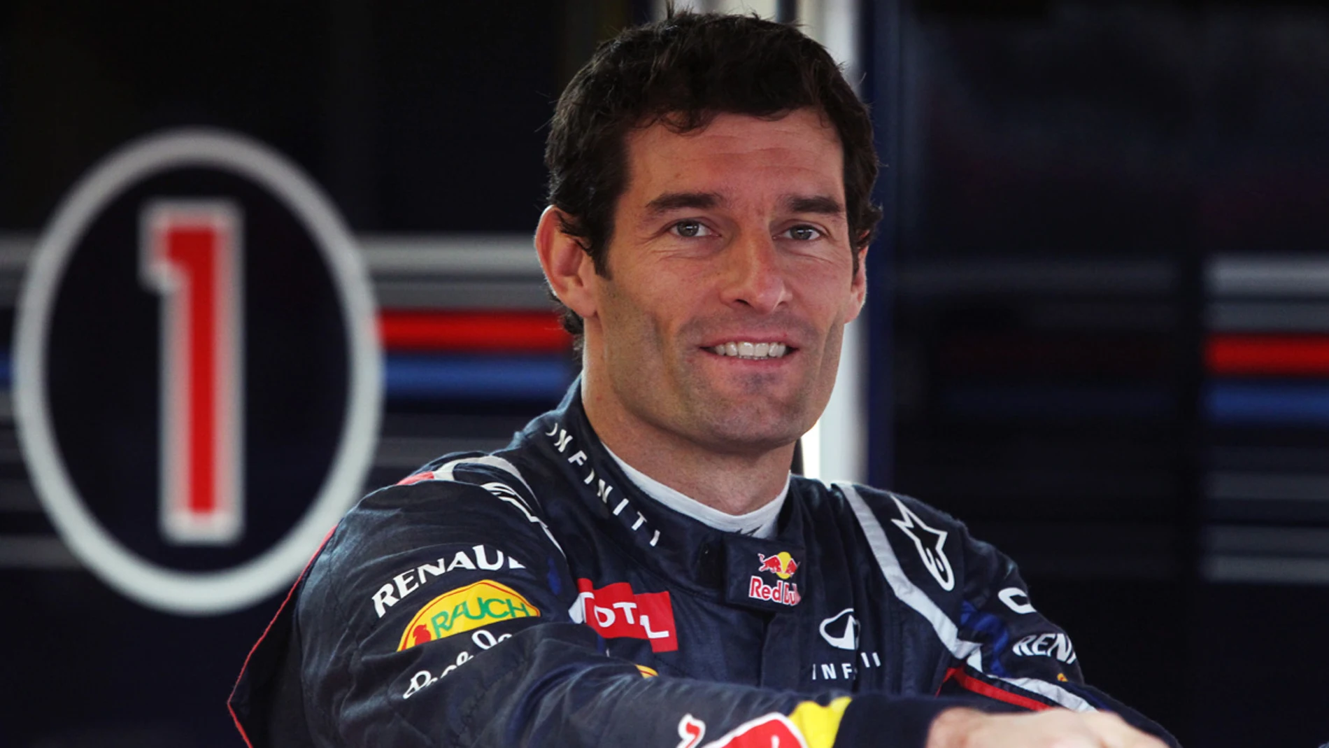 Mark Webber, en el box de Red Bull