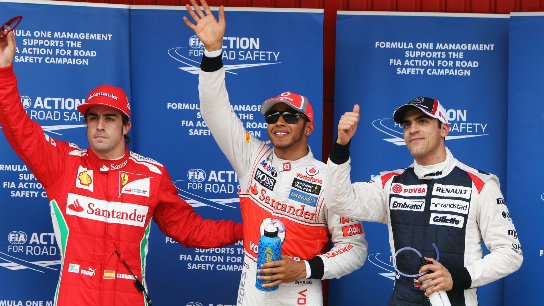 Alonso, Hamilton y Maldonado en Barcelona