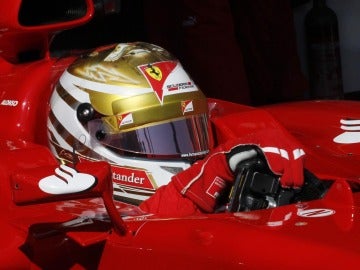Fernando Alonso, en su Ferrari