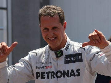 Schumacher exhultante tras la clasificación