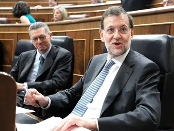 Rajoy en el Congreso junto a Gallardón Rajoy en el Congreso junto a Gallardón