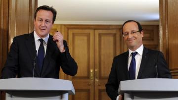 El presidente francés François Hollande y el primer ministro británico David Cameron