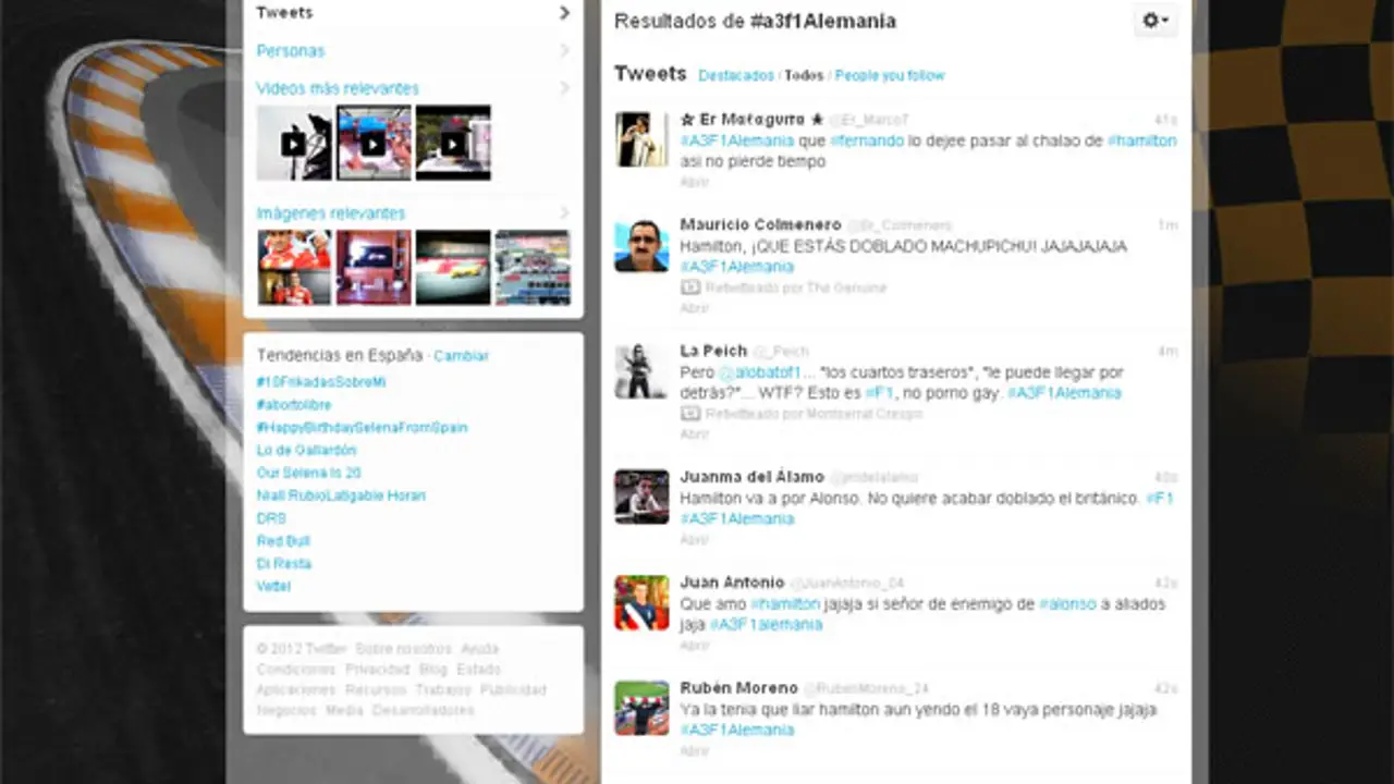 Las redes sociales debaten el Mundial de la F1 en #A3F1Alemania.